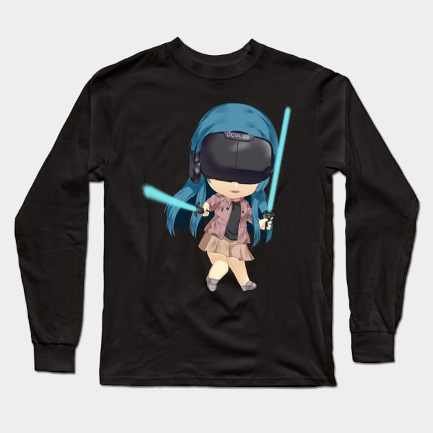 Beat saber girl Long Sleeve T-Shirt by Marcus 